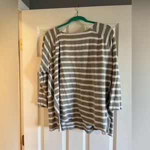 Loft striped sweater in gray and white. Size XL.